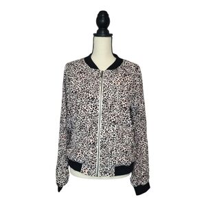 Sanctuary Jacket Havana Bomber Animal Print Zipper Front Side Pockets Size M NWT